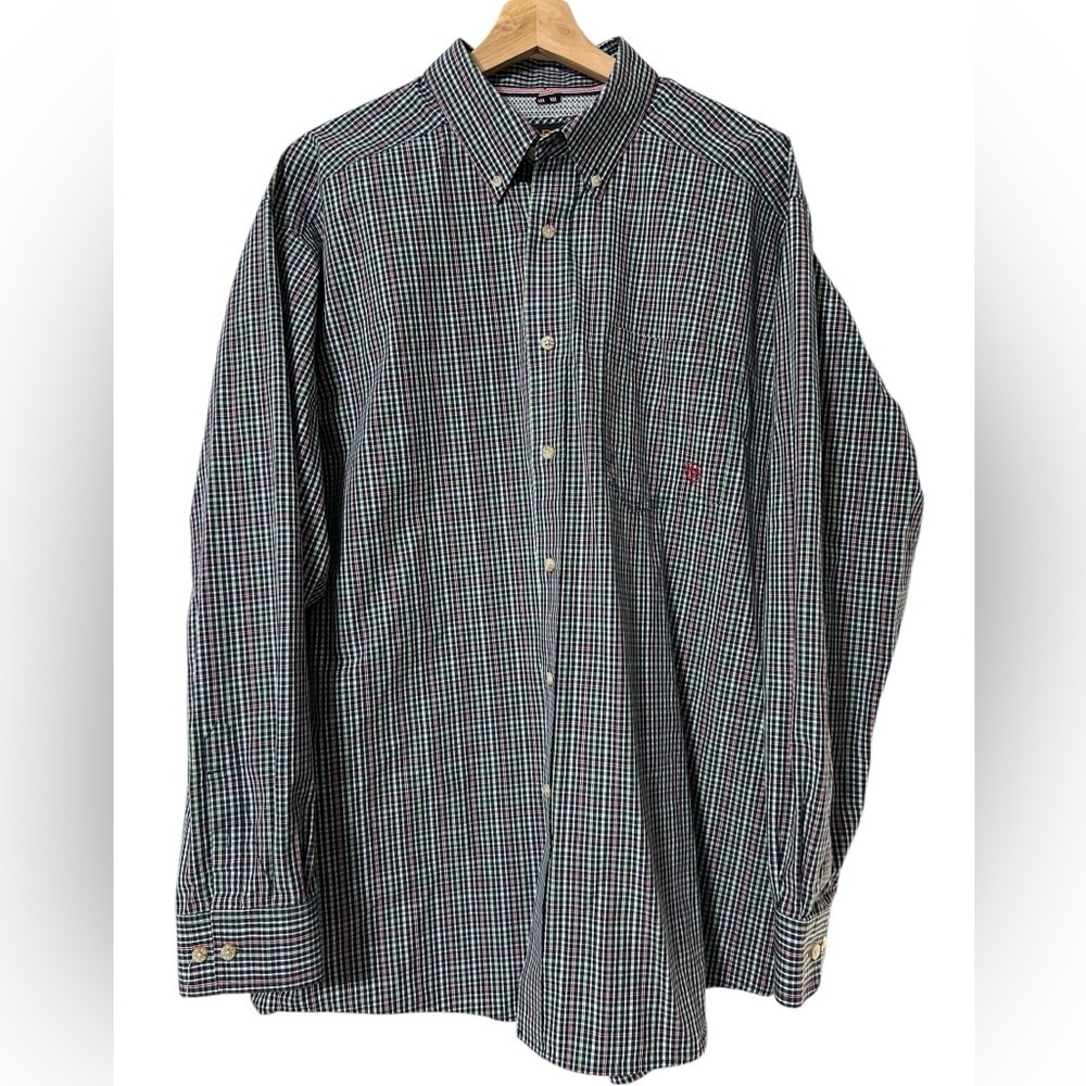 Ariat Pro Series Shirt Size XL Button Down Mens Western Wear Rodeo Blue Plaid